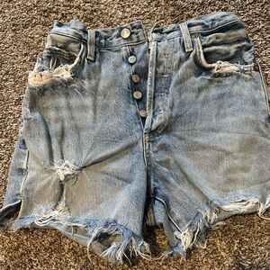 Agolde Light Blue Distressed Jean Shorts